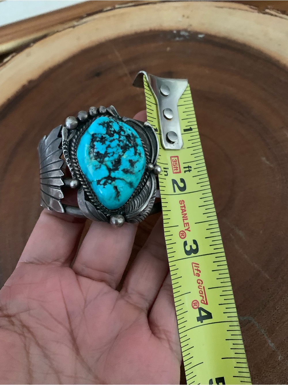 Vintage Turquoise Cuff
Bracelet Navajo Style Sterling
Silver Signed J Charley - Picture 10 of 11